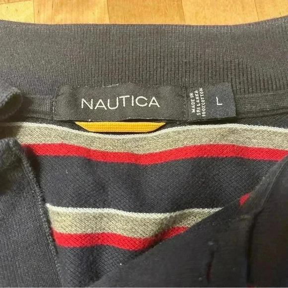 Nautica Navy/Red/Gray Long Sleeve Polo Men’s Size L - Picture 3 of 9